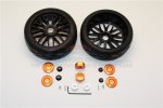Axial Racing Yeti Rubber Radial Tires With Plastic Wheels & Wheel Hub Adapters, 12mm To 17mm Converter, 4mm & 5mm Wheel Lock -2pcs set - GPM YT88910/2