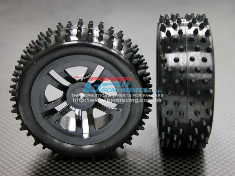 Kyosho Mini Inferno Plastic Front/Rear Sinkage Rims (5 Vacuum) With Radial Tires - 1pr set - GPM PMIF512887F/R