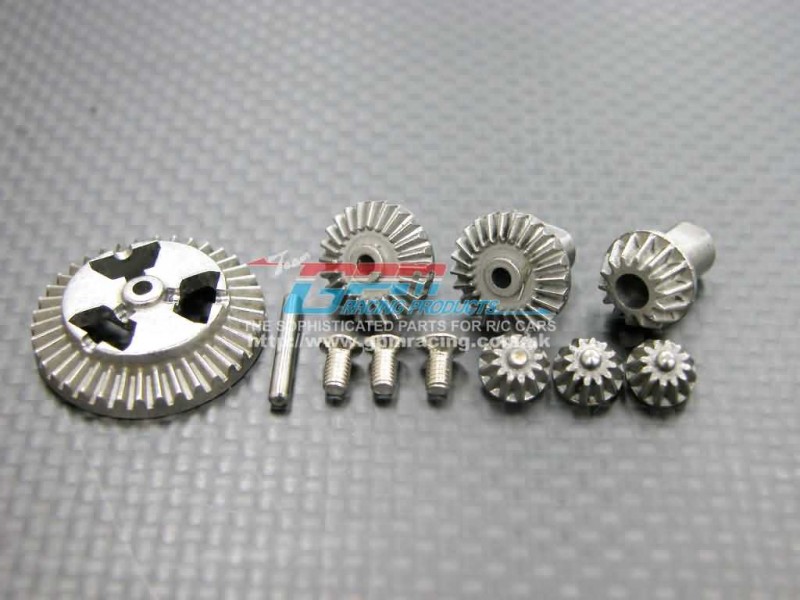 Kyosho Mini Inferno ST / Mini Inferno Hard Steel Gear set For Front/Rear Differential Assembly - 7pcs set - GPM SMIF1202