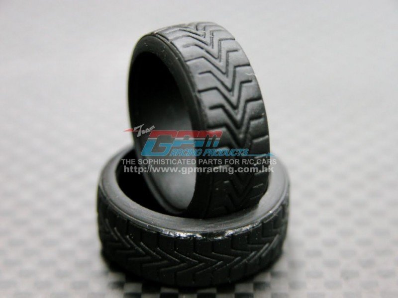 Mini-z AWD Rubber Front/Rear Radial Tires For Amg (20g) - 1pr - GPM MZA891F/R20GN