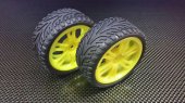 Tamiya TB04 Nylon Wheels (6 Poles) With Rubber Tires & Insert - 1pr set - GPM TB4889+968FR